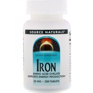 Железо, Source Naturals, 25 мг, 250 таблеток