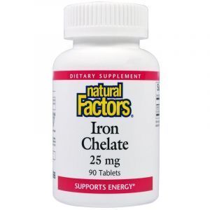 Железо хелат, Iron Chelate, Natural Factors, 25 мг, 90 таблеток (Default)