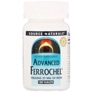 Железо, Advanced Ferrochel, Source Naturals, 180 таблеток