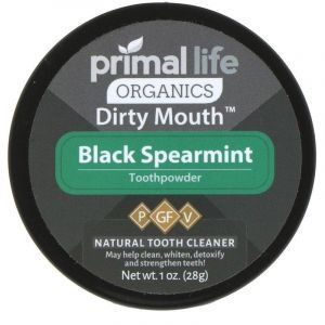 Зубной порошок, Dirty Mouth Toothpowder, Primal Life Organics, черная мята, 28 г