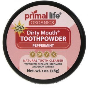 Зубной порошок, Dirty Mouth Toothpowder, Primal Life Organics, мята перечная, 28 г