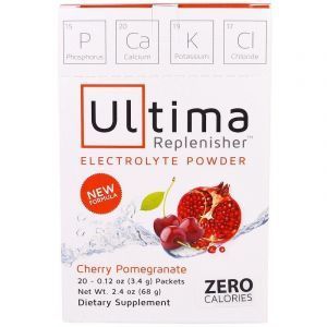 Электролиты, Electrolyte Supplemen, Ultima Replenisher,  вкус вишня-гранат, 20 пакетов по 3.4 г