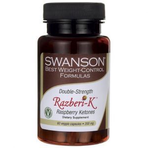 Малиновые кетоны, Razberi-K, Swanson, двойная сила, 200 мг, 60 вегетарианских капсул