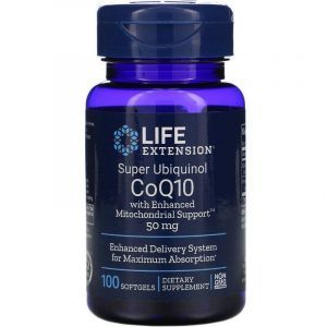 Коэнзим (убихинол), Ubiquinol CoQ10, Life Extension, усовершенствованный с митохондриальной поддержкой, 50 мг, 100 капсул
