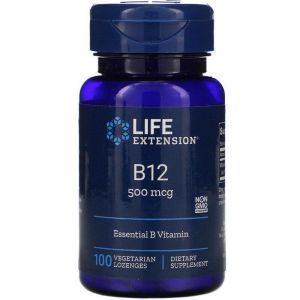 Витамин В12 (метилкобаламин), Vitamin B-12, Life Extension, 500 мкг, 100 леденцов