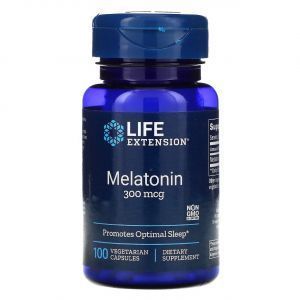 Мелатонин, Melatonin, Life Extension, 300 мкг, 100 капсул