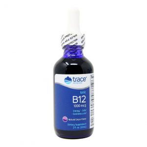 Ионный витамин B12, Liquid Ionic B12, Trace Minerals Research, 1000 мкг, вкус винограда, жидкий, 59 мл