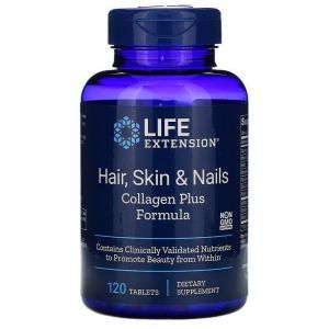 Витамины для волос, кожи и ногтей с коллагеном, Hair, Skin & Nails, Life Extension, 120 таблеток