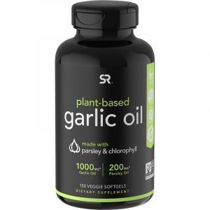 Чесночное масло с петрушкой и хлорофиллом, Plant-Based, Garlic Oil, Sports Research, 150 вегетарианских капсул
