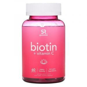Биотин и витамин С, Biotin + Vitamin C, Sports Research, вкус ягод, 60 жевательных конфет
