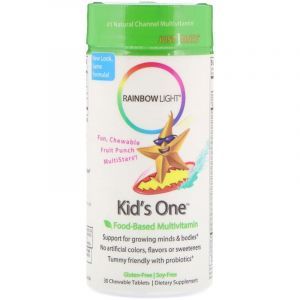Витамины для детей,  Kid's Multivitamin, Rainbow Light, фруктовый вкус, 30 жевательных таблеток