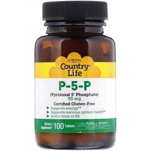 Витамин В6 (пиридоксин фосфат), P-5-P, Country Life, 50 мг, 100 таблеток