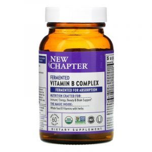 Комплекс витаминов B ферментированный, Fermented Vitamin B Complex, New Chapter, 60 веганских таблеток