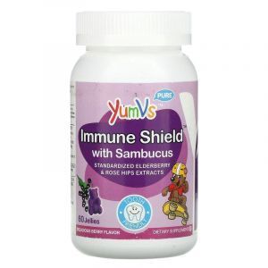 Укрепление иммунитета  детей с самбукусом, Immune Shield With Sambucus, Yum-V's, ягодный вкус, 60 желе