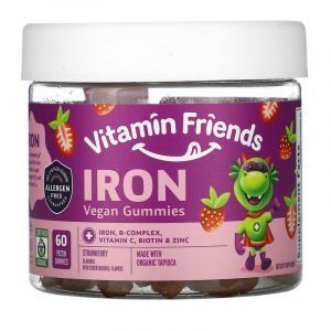 Витамины с железом для детей, Iron Gummies, Vitamin Friends, клубника, 60 жевательных конфет с пектином