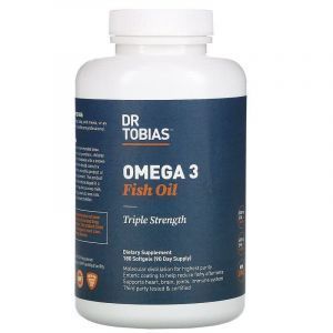 Омега-3, рыбий жир, Omega 3 Fish Oil Triple Strength, Dr Tobias, тройная сила, 2000 мг, 180 гелевых капсул