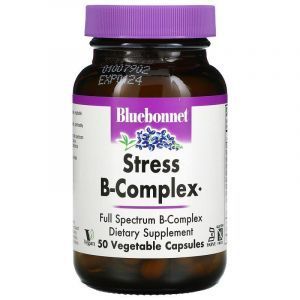 Комплекс В - стресс, Stress B-Complex, Bluebonnet Nutrition, 50 вегетарианских капсул
