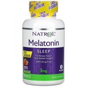 Мелатонин, Melatonin, Natrol, вкус клубники, 3 мг, 150 таблеток
