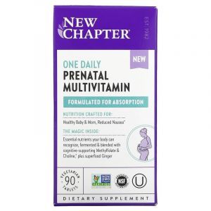 Мультивитамины для беременных, One Daily Prenatal Multivitamin, New Chapter, 90 вегетарианских таблеток
