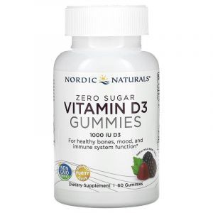 Витамин  D3,  Vitamin D3, Nordic Naturals, 25 мкг (1000 МЕ), без сахара, вкус лесных ягод, 60 жевательных конфет
