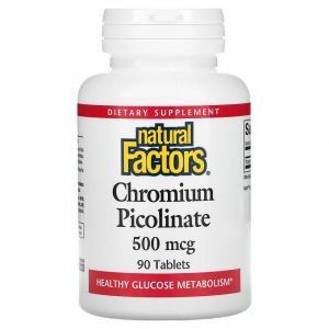 Хром пиколинат, Chromium Picolinate, Natural Factors, 500 мкг, 90 таблеток ​