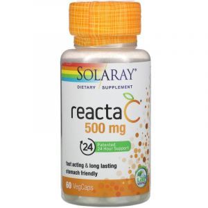 Вітамін С, Reacta-C, Solaray, 500 мг, 60 кап.