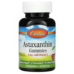  Астаксантин с витамином С, Astaxanthin Gummies, Carlson Labs, вкус вишни, 4 мг, 46 жевательных конфет
