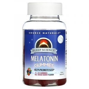 Мелатонин, Sleep Science, Melatonin Gummies, Source Naturals, вкус ягод, 5 мг, 60 жевательных конфет