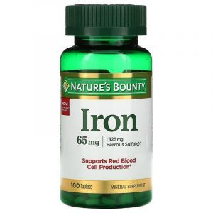 Железо, Iron, Nature's Bounty, 65 мг, 100 таблеток
