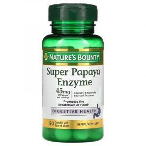 Ферменты папайи, Super Papaya Enzyme, Nature's Bounty, вкус мяты, 15 мг, 90 жевательных таблеток
