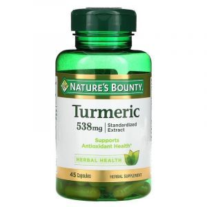 Куркума, Turmeric, Nature's Bounty, стандартизованный экстракт, 538 мг, 45 капсул
