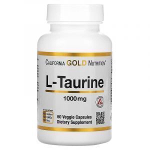 Таурин, L-Taurine, AjiPure, California Gold Nutrition, 1000 мг, 60 вегетарианских капсул