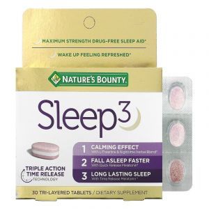 Формула для сна, Sleep 3, Nature's Bounty, максимальная сила, 30 трехслойных таблеток
