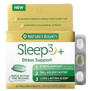 Формула для сна и поддержка при стрессе, Sleep3+, Nature's Bounty, 56 трехслойных таблеток
