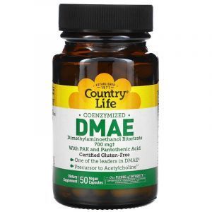 DMAE діметіламіноетанол, Country Life, коензімізірованний, 350 мг, 50 капсул
