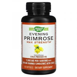 Масло примулы вечерней, Evening Primrose, Nature's Way, максимальная сила, 1300 мг, 60 гелевых капсул
