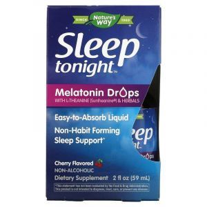 Мелатонин с L-теанином и травами, Sleep Tonight, Nature's Way, вкус вишни, 59 мл
