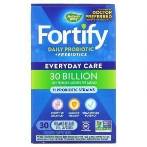 Пробиотики + пребиотики, Fortify, Nature's Way, ежедневные, 30 млрд КОЕ, 30 вегетарианских капсул
