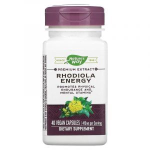 Родиола, восстановление энергии, Rhodiola Energy, Enzymatic Therapy (Nature's Way), 205 мг, 40 веганских капсул
