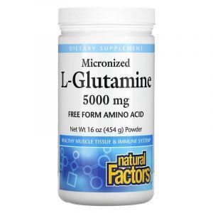  L-глутамин микронизированный, L-Glutamine, Natural Factors, 5000 мг, 454 г
