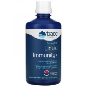 Поддержка иммунитета, Immunity+, Trace Minerals Research, абсорбирующаяся жидкость, смесь ягод, 887 мл
