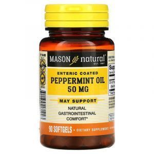 Масло мяты перечной, Peppermint Oil, Mason Natural, 50 мг, 90 гелевых капсул