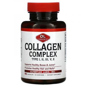 Коллаген типа I, II, III, V, X, Collagen Complex, Olympian Labs, комплекс, 90 капсул
