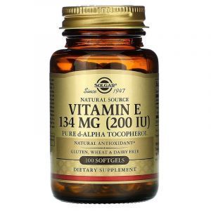 Вітамін Е, Vitamin E, Solgar, чистий токоферол, 200 МО, 100 капсул