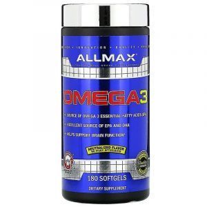 Рыбий жир концентрат, Omega-3 Fish Oil Concentrate, ALLMAX Nutrition, 180 капсул