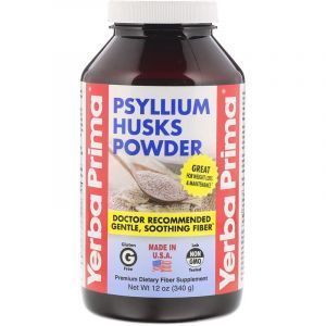 Толстая кишка, порошок из псиллиума, Psyllium Husks Powder, Yerba Prima, 340 г