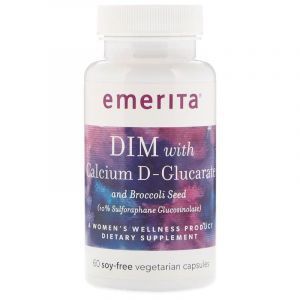 Дииндолиметан с D-глюкаратом кальция и семенами брокколи, DIM, Emerita, 60 вегетарианских капсул