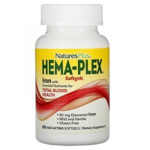 Вітамінно-мінеральний комплекс, Hema-Plex, Nature's Plus, 60 швидкодіючих гелевих капсул