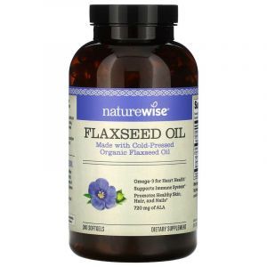 Льняное масло, Flaxseed Oil, NatureWise, 240 гелевых капсул