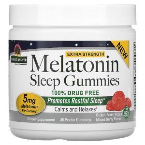 Мелатонин, Melatonin Sleep Gummies, Nature's Answer, смесь ягод, 5 мг, 45 жевательных таблеток с пектином ​